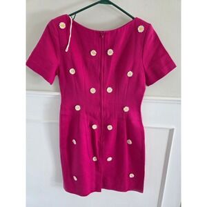 M L Petites by Mary Jane Pink Daisy Textured Sheath Dress Size 4